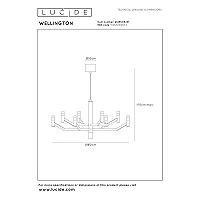 Lucide WELLINGTON lustra 28W 2700K Ø80 cm pelēkbrūna