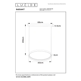 Lucide RADIANT LED pendant light 60W CCT IP20 black