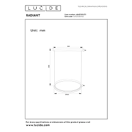 Lucide RADIANT LED pendant light 60W CCT IP20 white