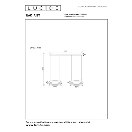 Lucide RADIANT LED pendant light 76W CCT IP20 black