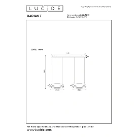 Lucide RADIANT LED pendant light 76W CCT IP20 white