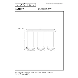 Lucide RADIANT LED pendant light 55.8W CCT IP20 black