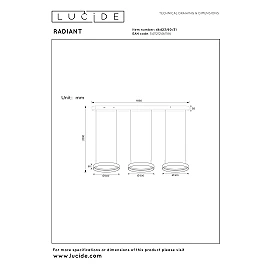 Lucide RADIANT LED pendant light 55.8W CCT IP20 white