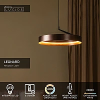 Lucide LEONARD LED piekaramais gaismeklis 36W CCT Ø54,5cm IP20 kafijas tonis
