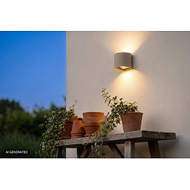 Lucide ARMIN LED sienas gaismeklis 7W CCT 13,5cm IP54 pelēkbrūns