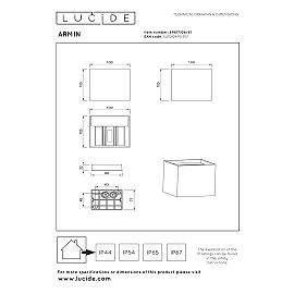 Lucide ARMIN LED wall light 7W CCT 10cm IP54 taupe