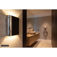 Lucide ATILA II LED sienas gaismeklis 10W CCT H17cm IP54 hroms
