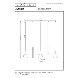 Lucide JASMINE LED pendant light 20W CCT 138cm IP20 copper