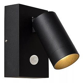 TAYLOR outdoor wall spotlight 1xGU10, IP54, motion sensor, Black (Lucide)