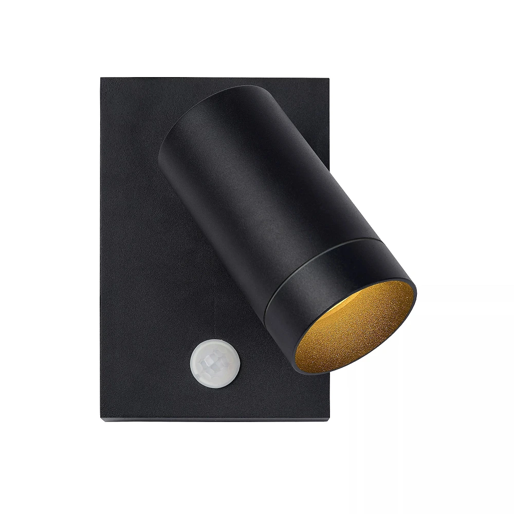 TAYLOR outdoor wall spotlight 1xGU10, IP54, motion sensor, Black (Lucide)