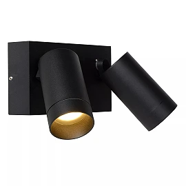 TAYLOR outdoor wall spotlight 2xGU10, IP54, motion sensor, Black (Lucide)