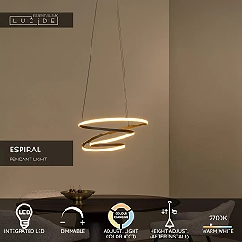 ESPIRAL LED CCT pendant light 40 W black (Lucide)