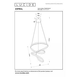 ESPIRAL LED CCT pendant light 40 W taupe (Lucide)