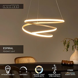 ESPIRAL LED CCT pendant light 40 W taupe (Lucide)