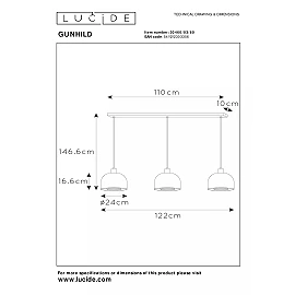 GUNHILD piekarama lampa 3xE27 caurspīdīga (Lucide)