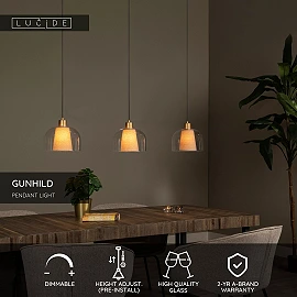 GUNHILD piekarama lampa 3xE27 caurspīdīga (Lucide)