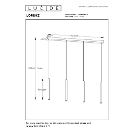 LORENZ LED pendant light 4x4 W 3000K black (Lucide)