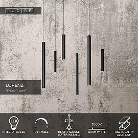 LORENZ LED pendant light Ø120 cm 6x4 W black (Lucide)