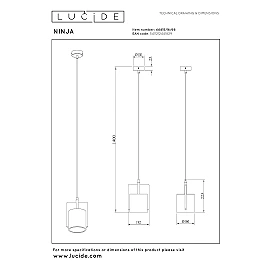 NINJA Pendant light Ø16 cm 1xE27 pink (Lucide)