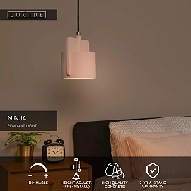 NINJA Pendant light Ø16 cm 1xE27 pink (Lucide)