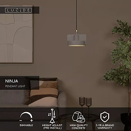 NINJA Pendant light Ø20 cm 1xE27 grey (Lucide)