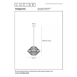 PASQUINO piekarama lampa Ø40 cm 1xE27 melna (Lucide)