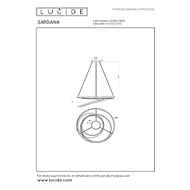 SARDANA — Pendant Ø80, LED Dim 74W 2700K, Matt Gold/Brass (Lucide)