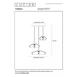 YUNKAI Pendant light Ø60 cm 3xE27 natural (Lucide)