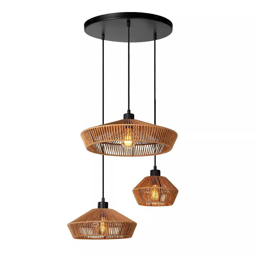 YUNKAI Pendant light Ø60 cm 3xE27 natural (Lucide)