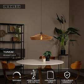 YUNKAI Pendant light Ø50 cm 1xE27 natural (Lucide)