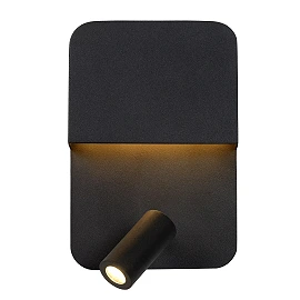 Sienas/gultas lampa BOXER LED 5W 3000K ar USB, melna (Lucide)