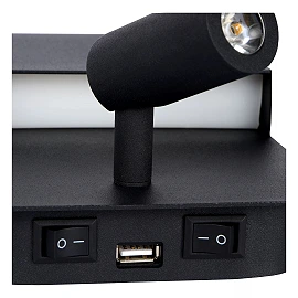 Sienas/gultas lampa BOXER LED 5W 3000K ar USB, melna (Lucide)