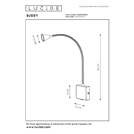 BUDDY LED bedside wall light 4W 4000K, Black (Lucide)