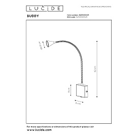 BUDDY LED bedside wall light 4W 4000K, White (Lucide)