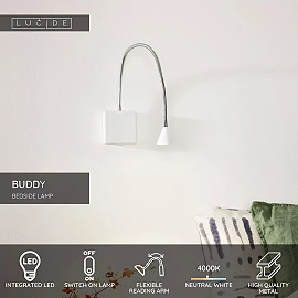BUDDY LED bedside wall light 4W 4000K, White (Lucide)