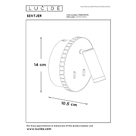 BENTJER LED bedside/wall light Ø14 cm 6 W white (Lucide)