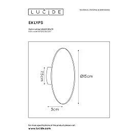 Wall light "EKLYPS LED", LED, Ø15 cm - 46201-06-31 (Lucide)
