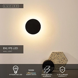 EKLYPS LED wall light 1x7 W black (Lucide)