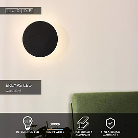 EKLYPS LED wall light 1x9 W black (Lucide)