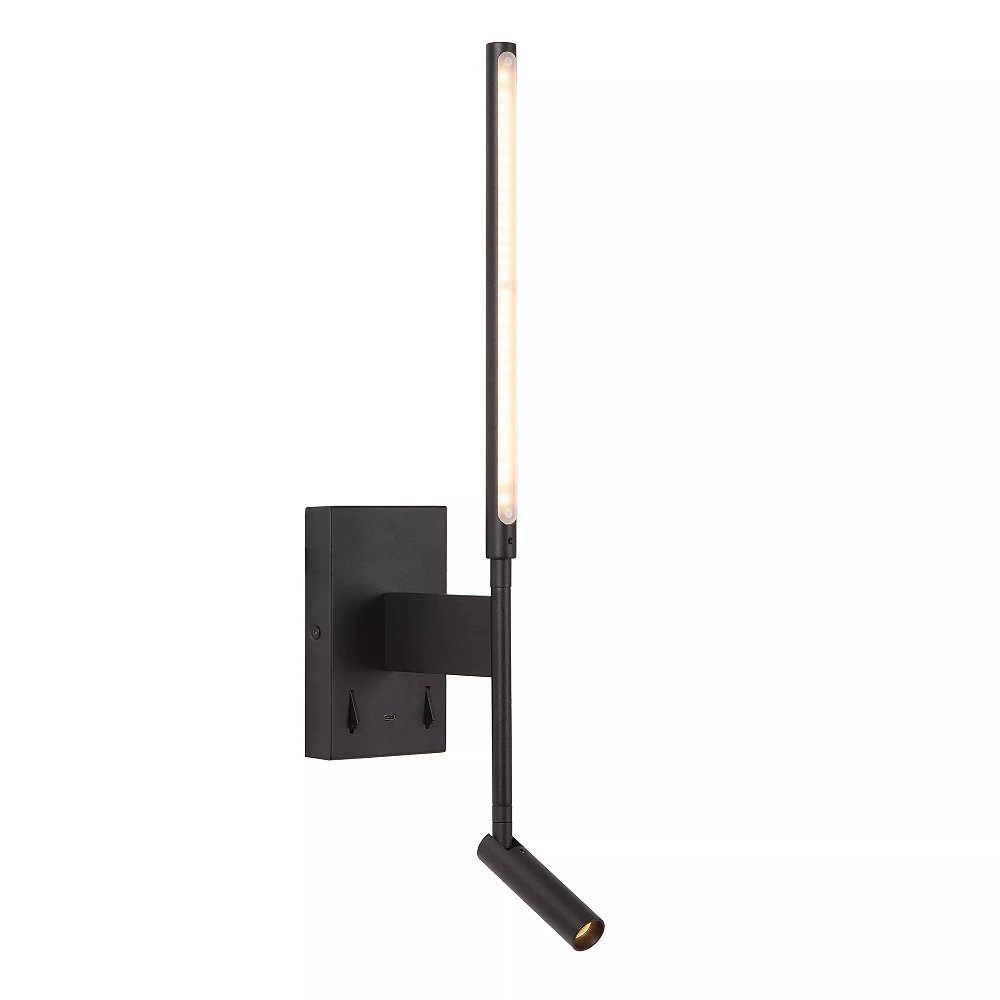 FINAN LED wall light 6+3 W 2700 K with USB-C black (Lucide)