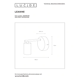 Wall light "LEANNE", 1xE27 - 21221-01-30 (Lucide)