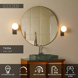 TASSA bathroom wall light 1x10 W black (Lucide)