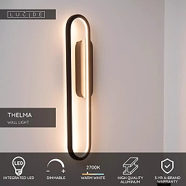 THELMA LED wall light 24 W 2700K black (Lucide)