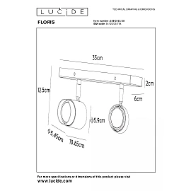 Ceiling spotlight, "FLORIS", 2xGU10 - 35913-02-30 (Lucide)