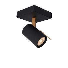 Wall spotlight "GRONY", 1x GU10, black, matt gold, brass - 17998-05-30 (Lucide)