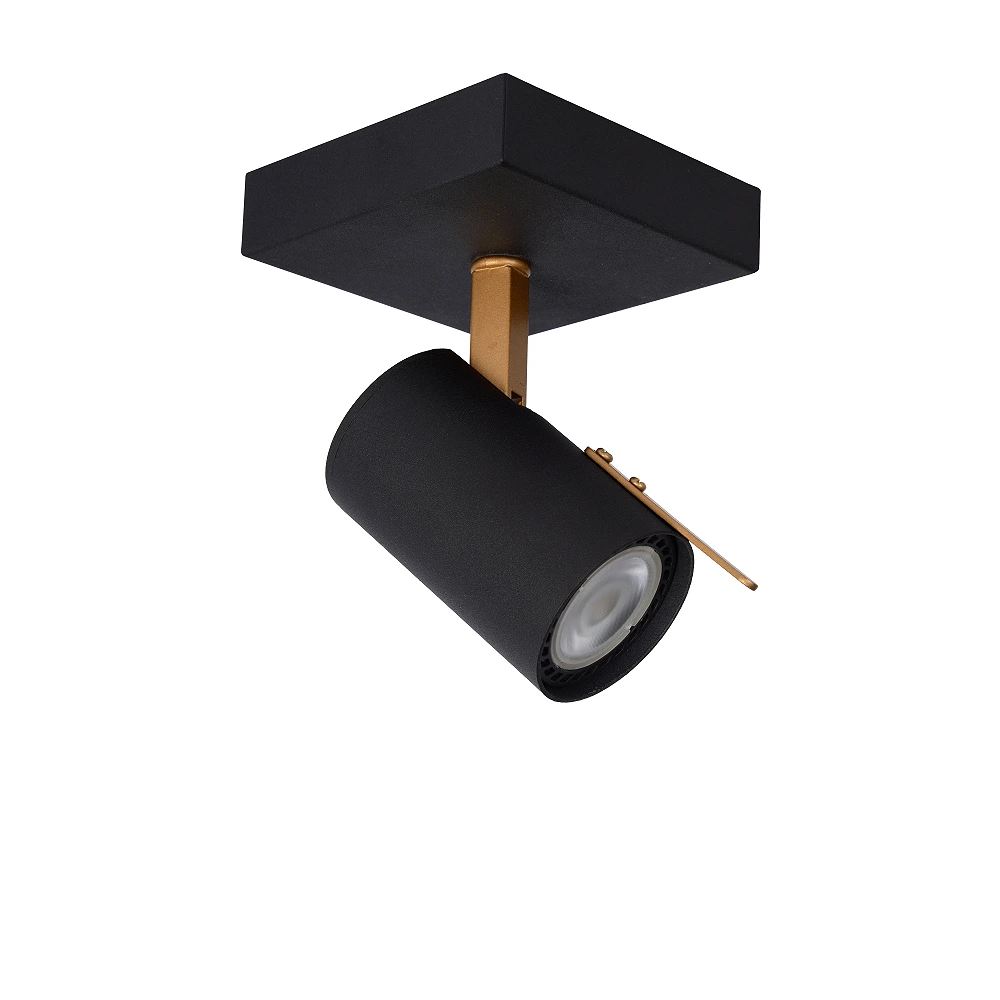 Wall spotlight "GRONY", 1x GU10, black, matt gold, brass - 17998-05-30 (Lucide)