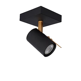 Wall spotlight "GRONY", 1x GU10, black, matt gold, brass - 17998-05-30 (Lucide)