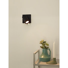 Wall spotlight "GRONY", 1x GU10, black, matt gold, brass - 17998-05-30 (Lucide)