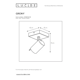 Wall spotlight "GRONY", 1x GU10, black, matt gold, brass - 17998-05-30 (Lucide)