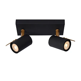 Ceiling spotlight "GRONY", 2x GU10, black, matt gold, brass - 17998-10-30 (Lucide)